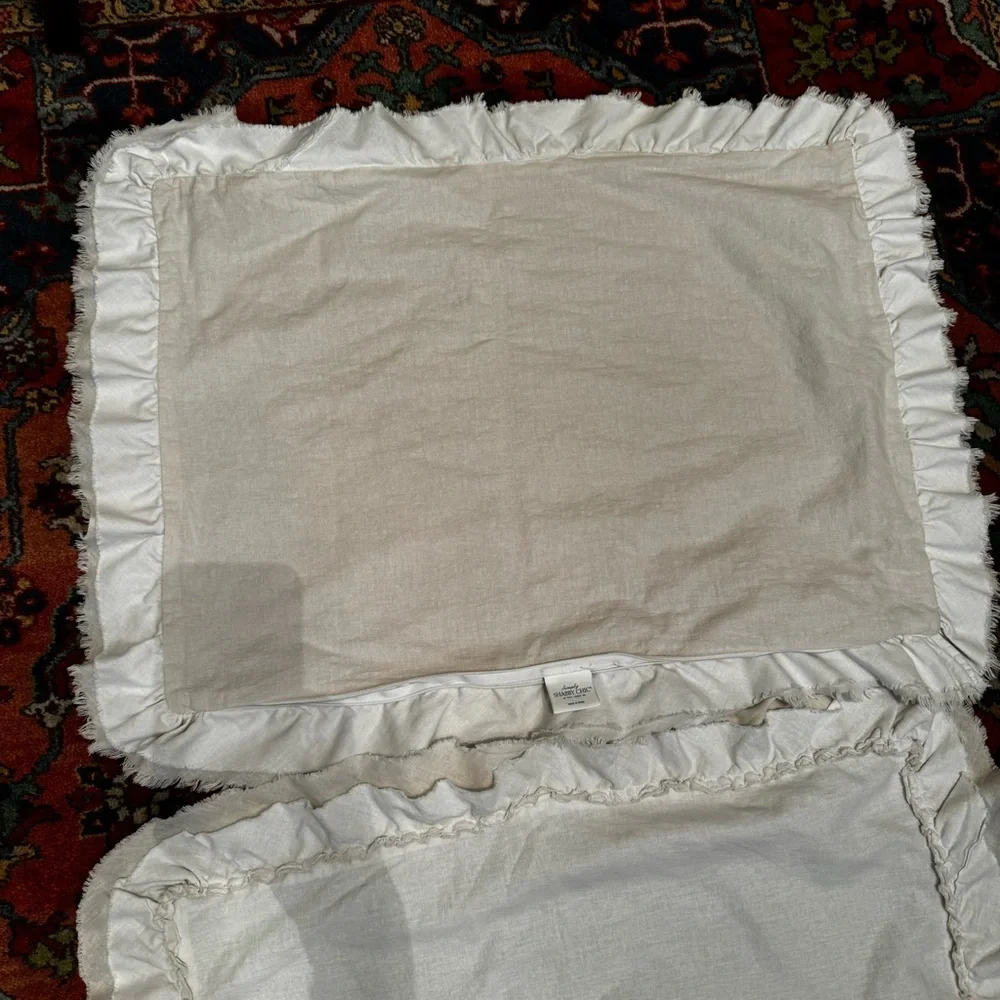 Simply Shabby Chic Linen/Cotton Raw Edge Ruffled Duvet Set - FULL/QUEEN